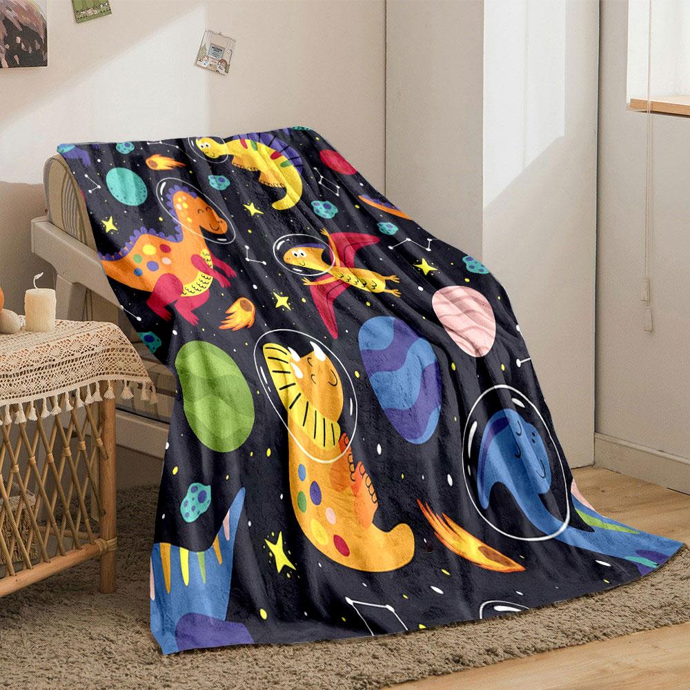 Space Dino Adventure print blanket soft and cozy perfect for the living room bed sofa or a nap,gift