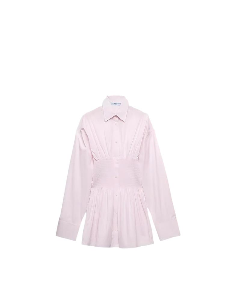 2024 Women's Summer Long Sleeve Shirt Dress with Turn-Down Collar and Waist Tie