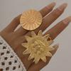 Ingemark Exaggerated Large Sunflower Round Metal Stud Earring Women 2026 Trend Punk Open Adjustable Finger Ring Jewelry Anillos