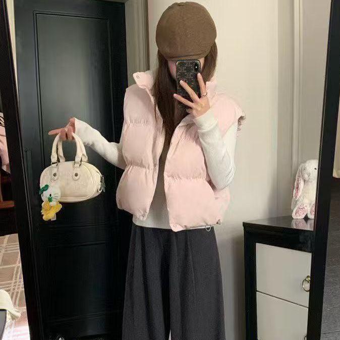 Damska kamizelka puchowa z białego kaczego puchu 90% - Jesień/Zima 2025 Luźna, Uniwersalna, Bezrękawnik dla studentów