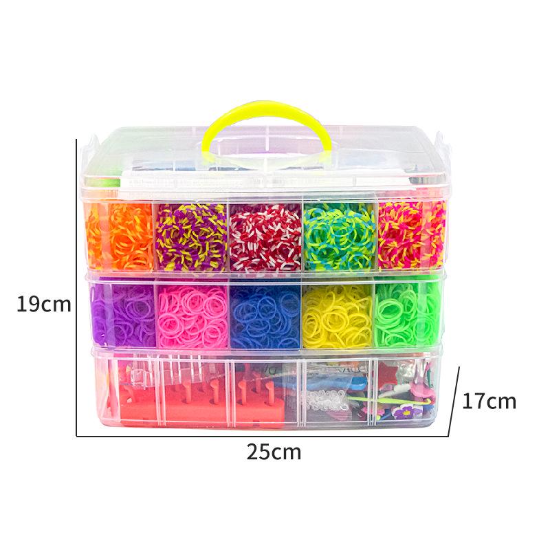Kit Braccialetti Fai-da-te con 15.000 Elastici Arcobaleno per Bambini - Set Creativo Educativo a Tre Strati