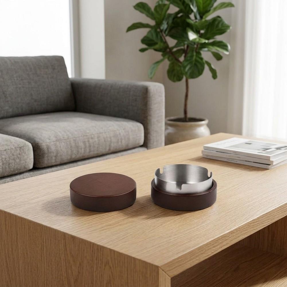 Elegant Wooden Holder with Windproof Lid and Steel Lining