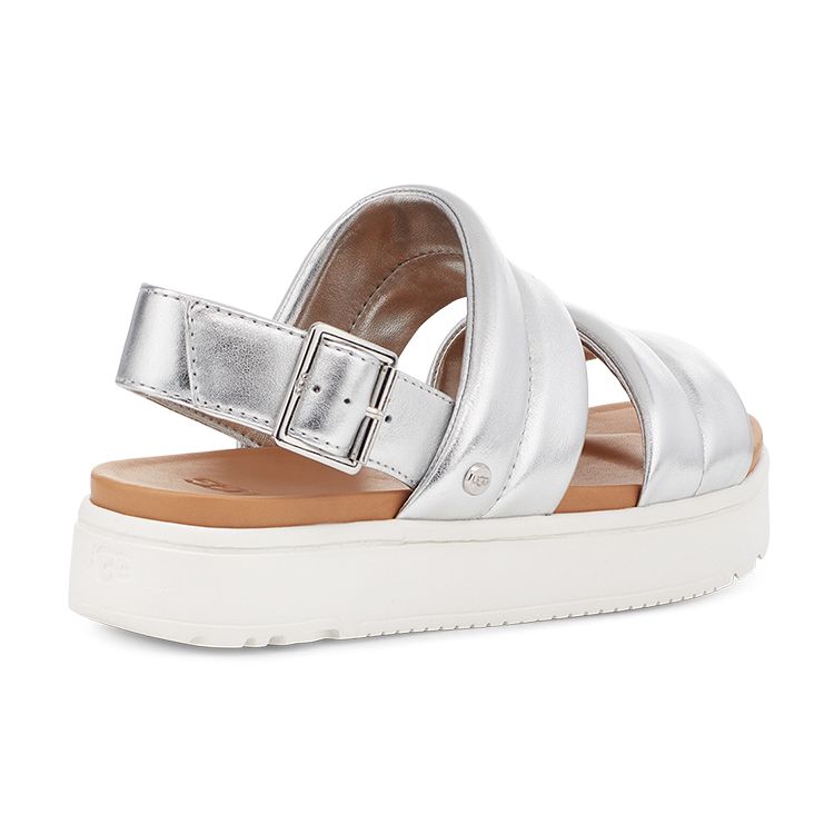 UGG Zayne Leather Comfortable Thick Sole Sandals Women Sandals Silver 1128636-SMLH