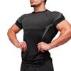 Men's Short Sleeve Gym Sports T-Shirt: Elastic, Crew Neck, Fashion Printed, Fitness Running Training Top