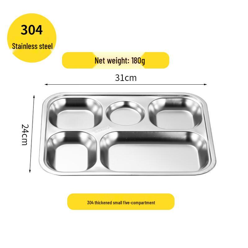 Stainless Steel 5-Compartment Fast Food Tray