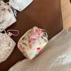 Quilted Quilted Earphone Bag Cute Mini Toast Bag Card Bag Coin Purse Hanging Bag with Hook