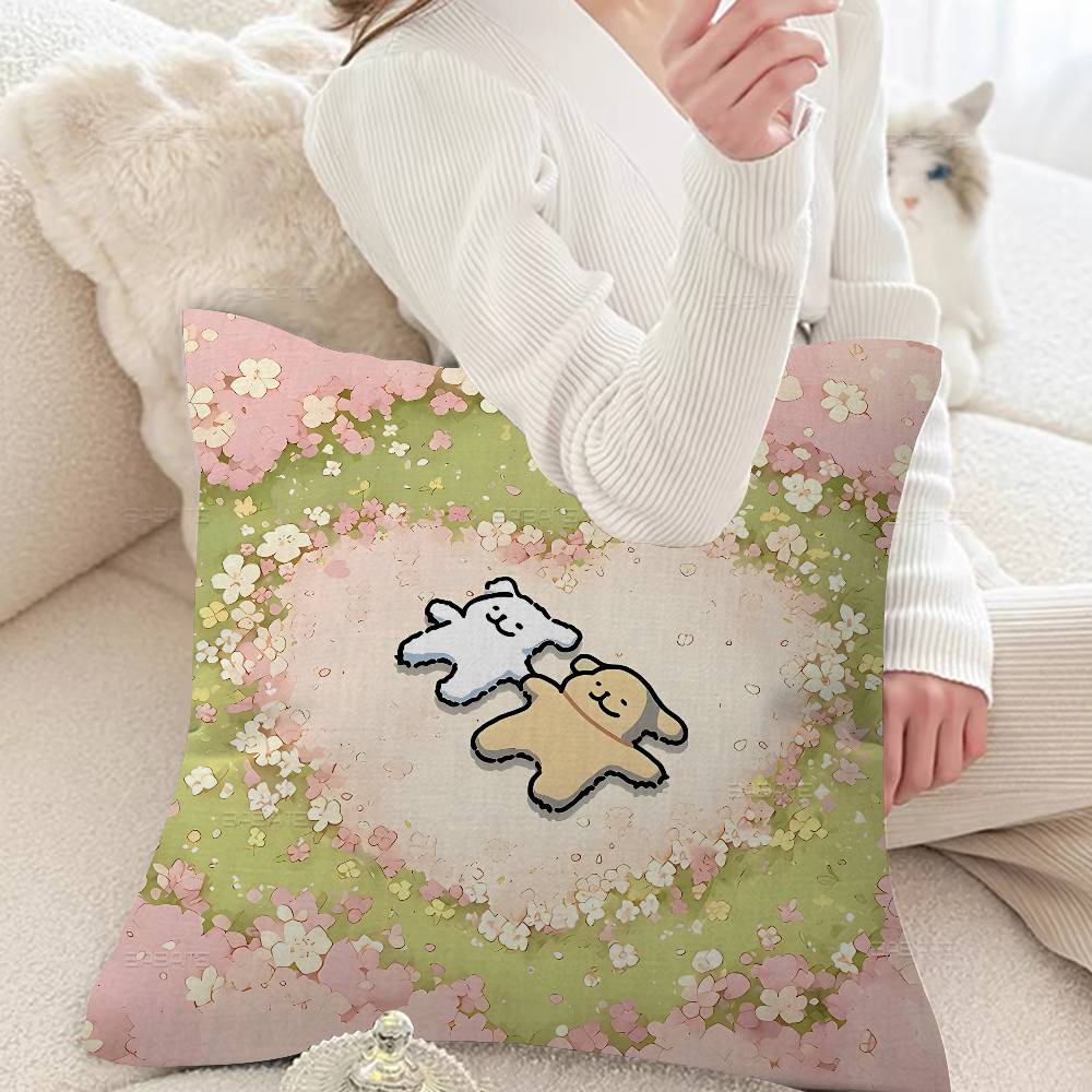 Line CARTOON P-PuppyS Cushion Cover Polyester Sofa Cushions Decorative Throw Pillows Home Decoration Pillowcover