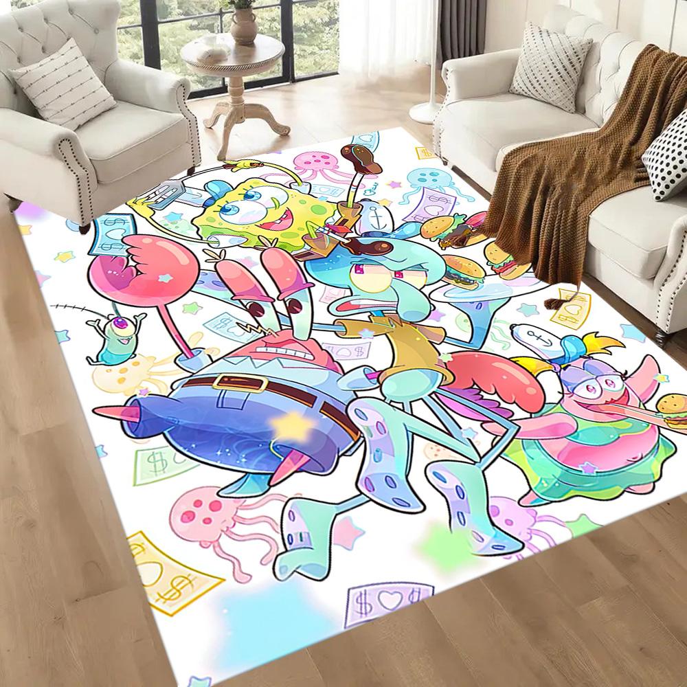 Spongebob And Friends Adventure Square Rugs Are a Great Choice for Living Rooms, Bedrooms, Home Décor, and As Gifts.