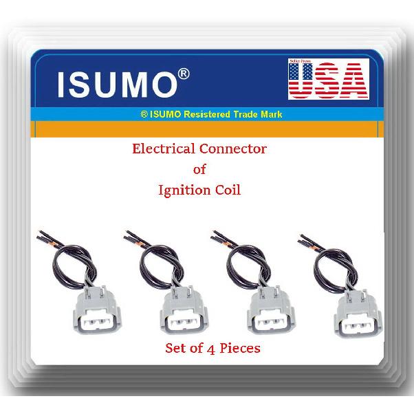 4 Kits Electrical Pigtail Wire Harness Connector of Ignition Coil For UF-351
