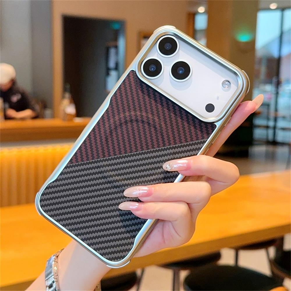 Carbon Fiber Pattern Magnetic Case For iPhone 17 16 15 Pro Max Plus Air For Magsafe Business Shockproof Retro Lines Cover