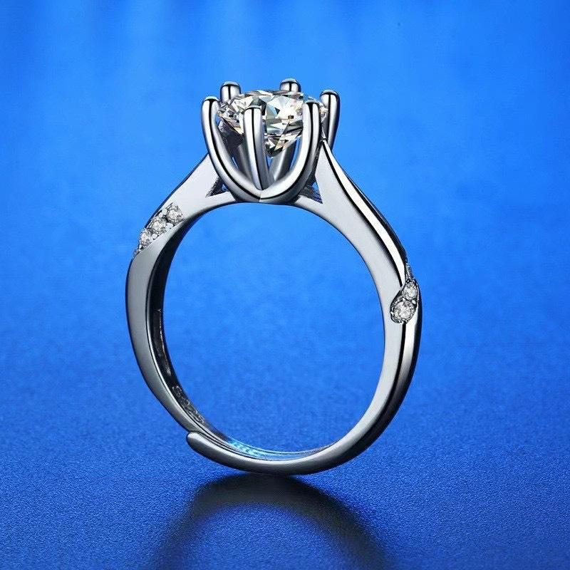 Imitation Moissanite Ring Women's One-carat Classic Light Luxury Niche Six-claw Wedding Ring