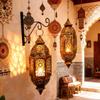 Portacandele in Ferro Battuto Marocchini Lanterna con Design Traforato da Appendere Decorazioni Regalo per Eid Ramadans