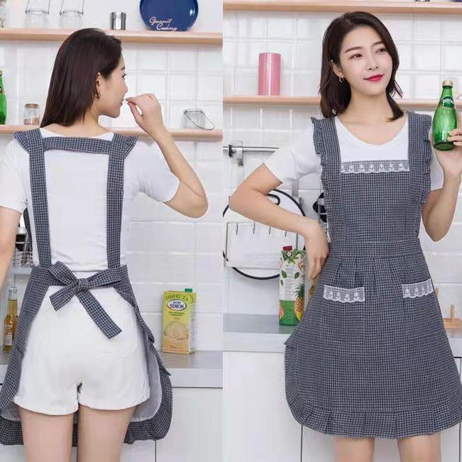 Celebrity Double-Layer Cotton Princess Skirt Apron: Anti-Fouling, Oil-Proof, Lace Design for Kitchen and Restaurant Use