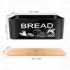 JIGUOOR Black Bread Box, Large Space Saving Vertical Metal Bread Box with Wooden Cutting Board Lid, Holds 2+ Loaves, Farmhouse Bread Bins Kitchen
