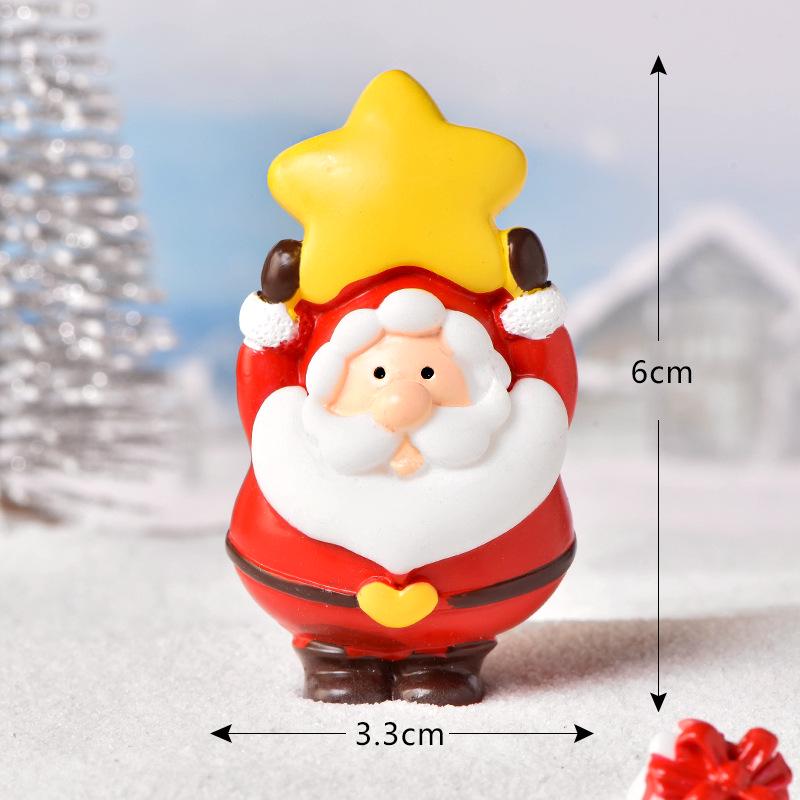 Christmas Cartoon Resin Santa & Snowman Couple Micro Landscape Ornaments