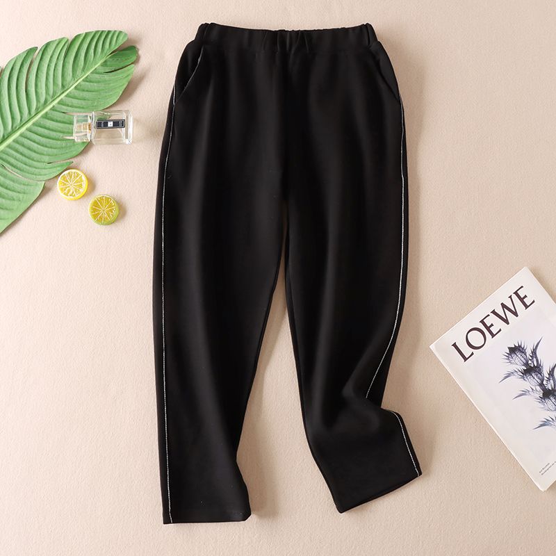 

Весенне-осенние утягивающие брюки гаремного типа, эластичные, из ультратонкого трикотажа, черные, легко сочетаются, с высокой талией, брюки-карандаш, длиной до щиколотки, повседневные брюки D397 Black L