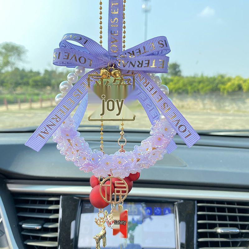 High-End Peace & Joy Feather Rearview Mirror Pendant