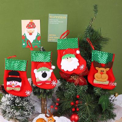 Small Santa Claus Christmas Stocking Candy Gift Bag and Pendant