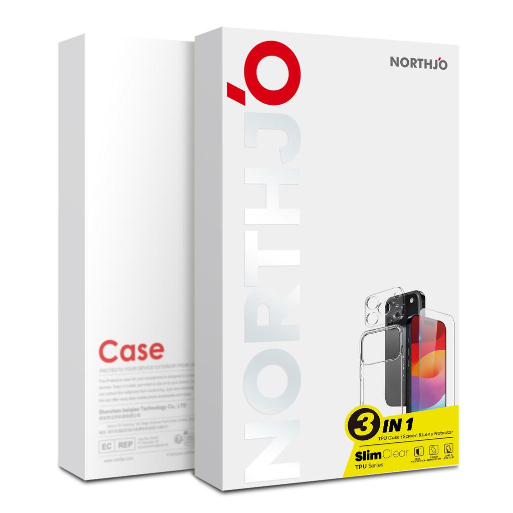 NORTHJO For iPhone 17 Air TPU Phone Case Set with Front Screen Protector+Lens Film