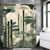 Green Plant Shower Curtain, Bathroom Decorative Shower Curtain, Waterproof Shower Curtain with Hooks