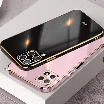 Plating Square Gold Soft TPU pouzdro pro Samsung Galaxy A22 A32 A72 A82 M32 Redmi Note 10 Pro Huawei P50 P40 P30 iPhone 13 12 11 Ochranný kryt objektivu