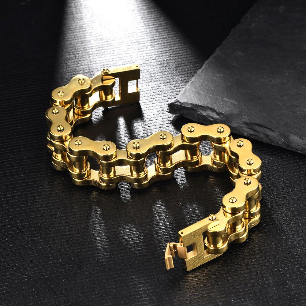 Bracciale Lungo 22/24CM Largo 21MM Uomo Rock And Roll Catena da Motociclista Braccialetti da Uomo Braccialetti Pesanti in Acciaio Inossidabile Gioielli Biker