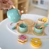 Set Wooden Tea Toddlers Play Party Children Food Dessert Tray Kitchen Teapot