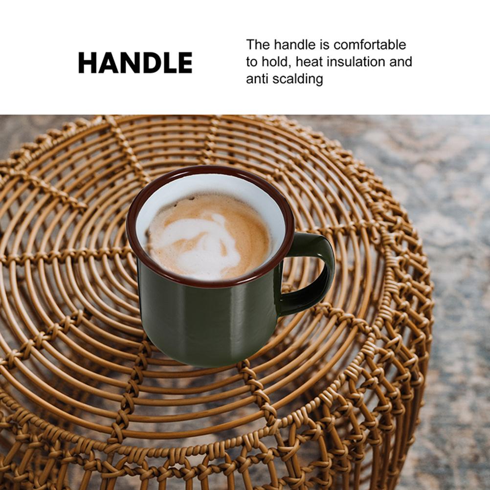 2Pcs Enamel Tea Mugs Retro Drinking Cups Heat Resistant Rustproof Mugs for Home Cafe Kitchen Storage Practical Tea Cups