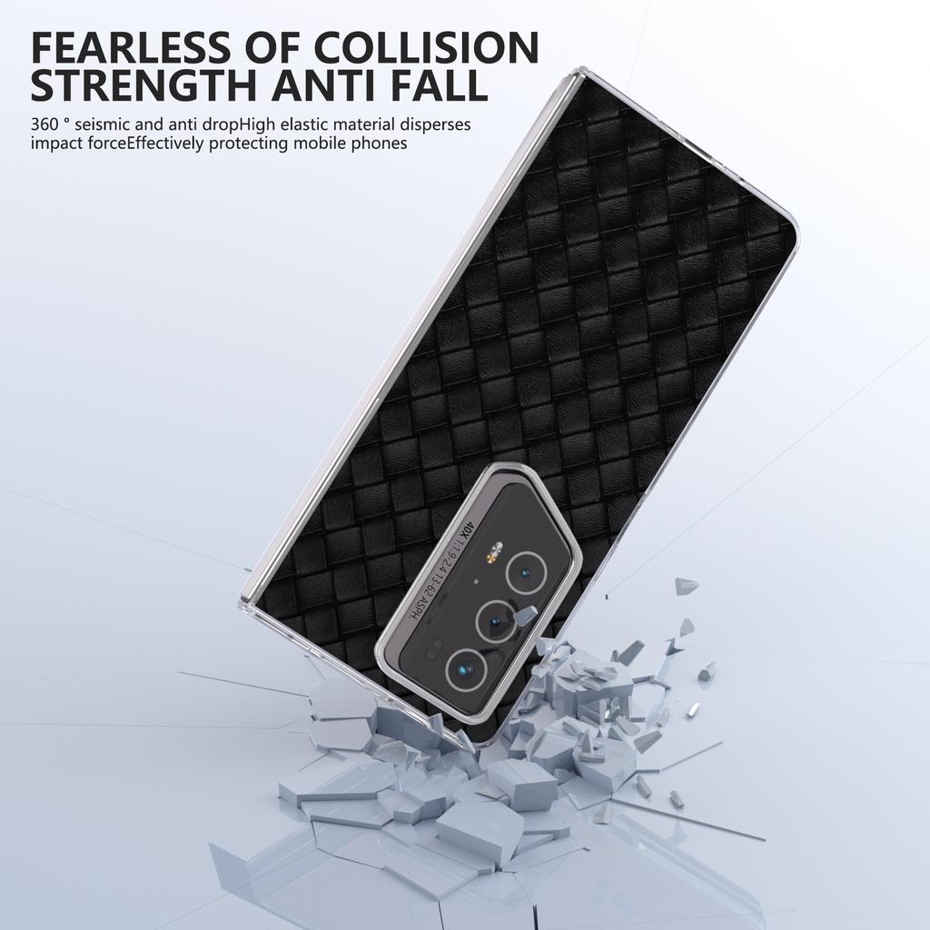For Honor Magic V2 RSR Porsche Design Case Woven Texture Leather+PC Phone Cover Clear Edge