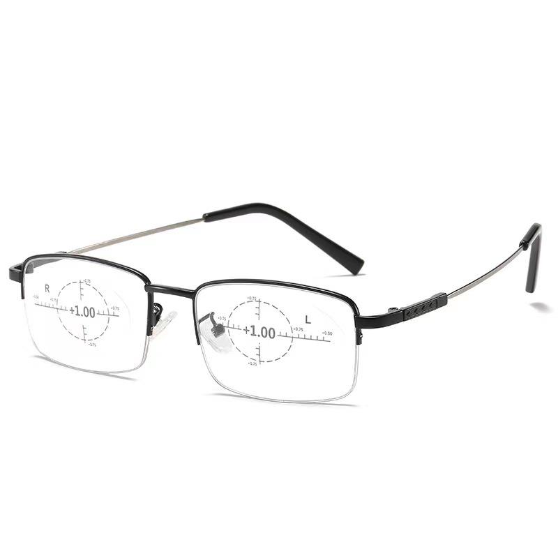 Color-Changing Bifocal Progressive Reading Glasses with Intelligent Zoom, Titanium Memory Frame, and Anti-Blue Light Protection