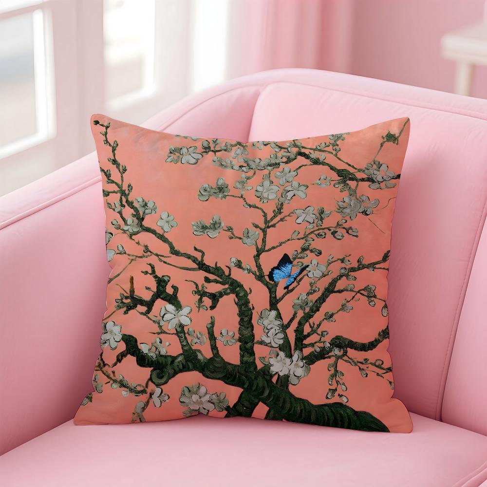 Watercolor Painting of Orchid Plants Cushion Cover Pillow Case Soft Skin Friendly Fabric  Concealed Zipper