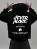 Men's Casual Hooded Sweatshirt with Pockets, Loose Long-sleeved Pullover, Letter-print Design for Autumn and Winter Street Style