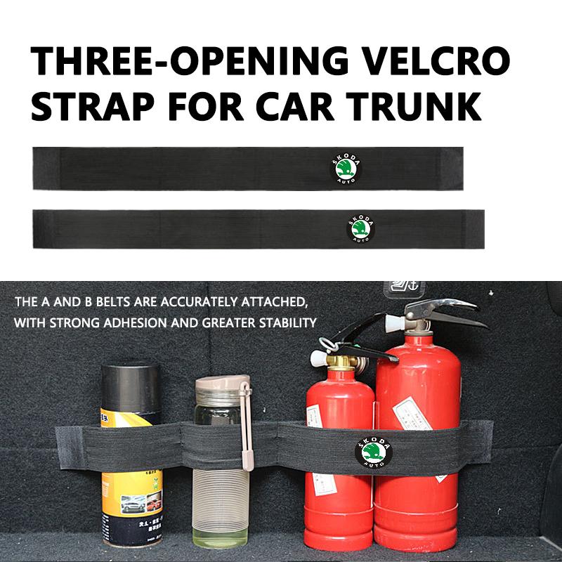 VIJT4 For Skoda Car Trunk Storage Fixing Belt Strap Black Nylon Strap Organizer Car Accessories Fabia Kamiq Superb Scala Enyaq-iV MK3