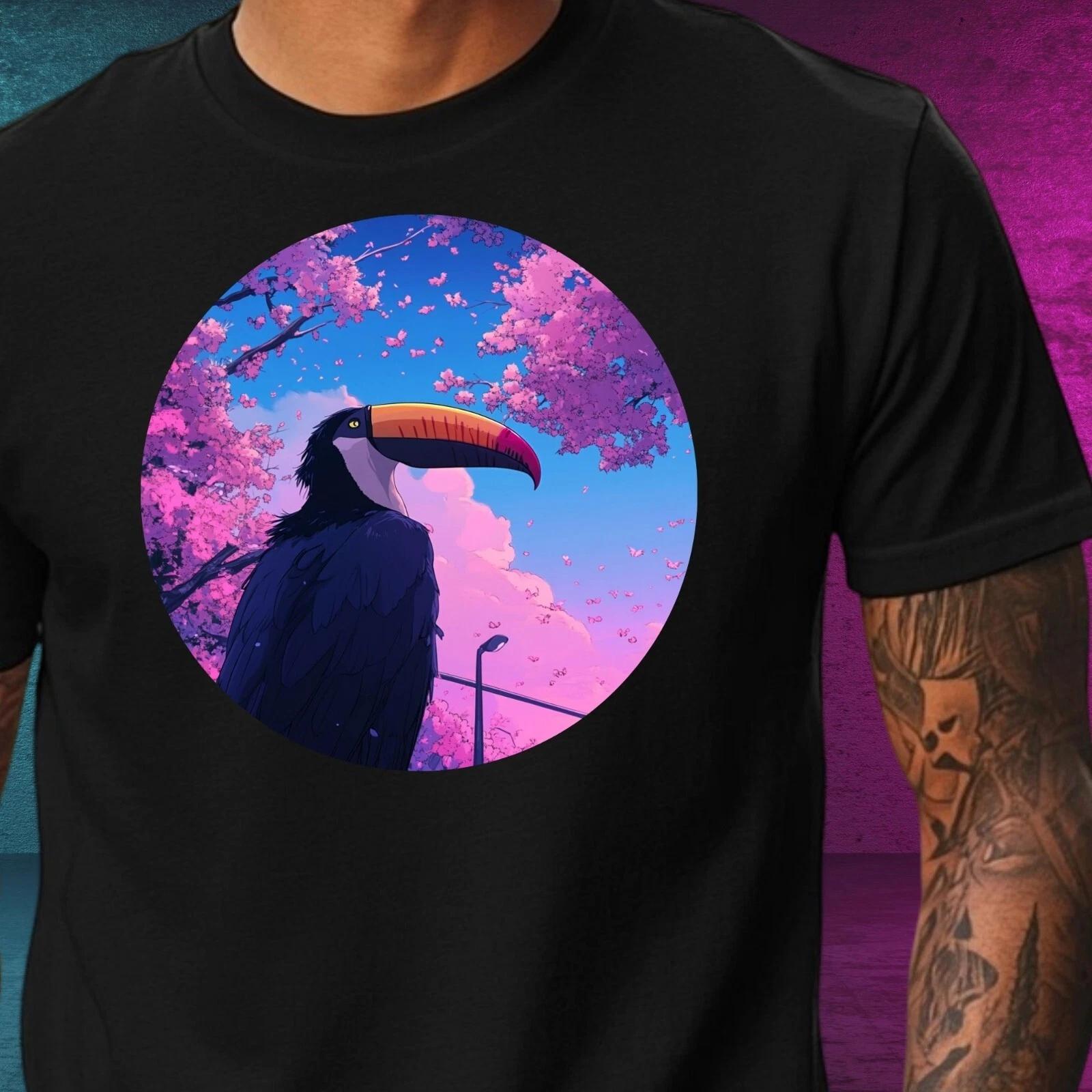 T-Shirt Herren Tukan Vogel Anime Motiv Baumwolle Größe XS bis 5XL XXXXL