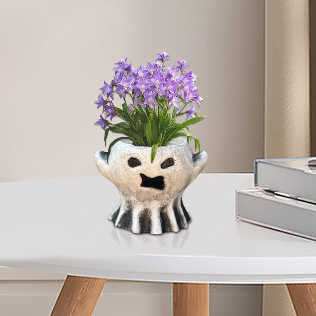 Halloween Decor Ghost Planter Ghost Vase Bucket Horror Theme Spooky Festival Resin Creative Flower Pot For Garden