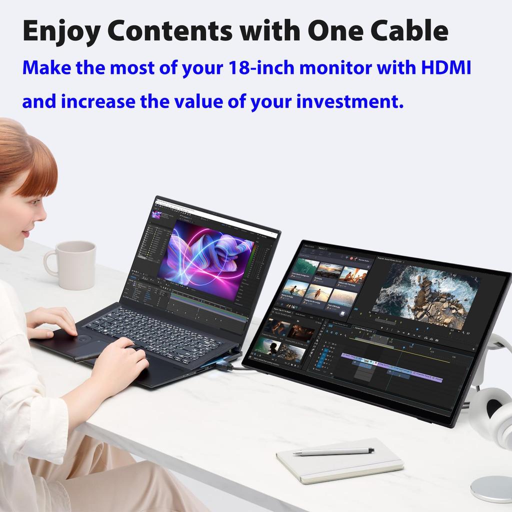GeeekPi 1920x1080 Capacitive Touchscreen IPS Display Portable Screen Supports Installing Raspberry Pi 18.5" 100-120Hz Monitor, 5/4B/3B/3B+