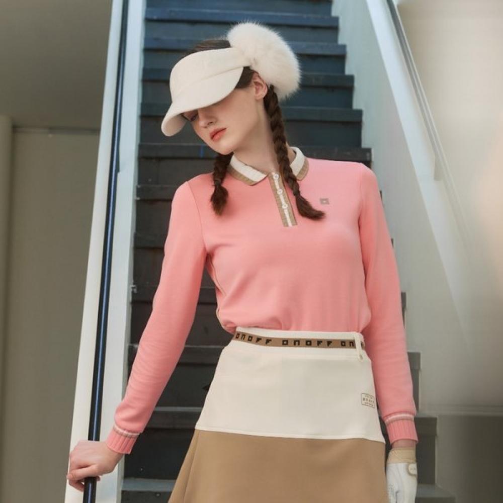 Onoff Women S KniT Collar Solid T ShirT Of9053lb Pink PINK/34