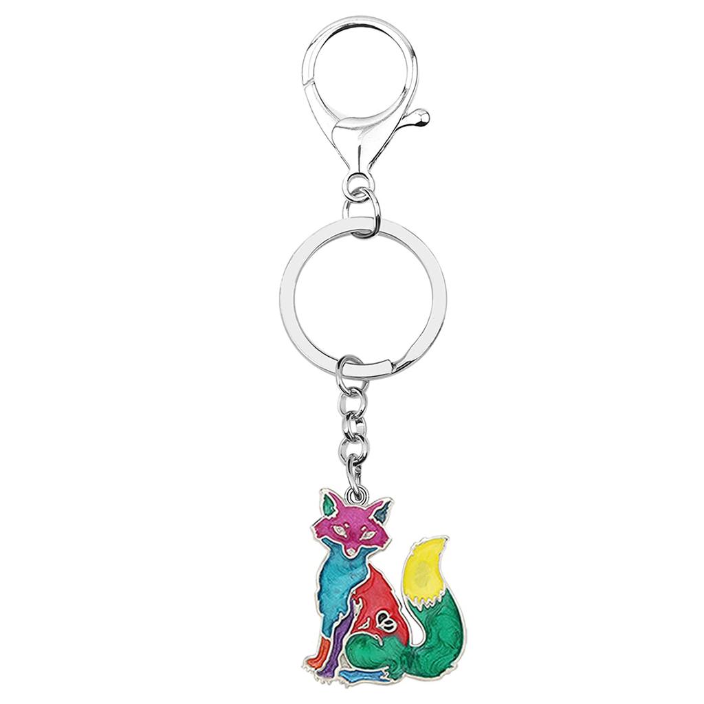 WEVENI Enamel Alloy Cartoon Fox Keychain Charm, Cute Jewelry for Women and Girls, Bags, Wallets, and Cars, Multicolor, 35mm X 28mm