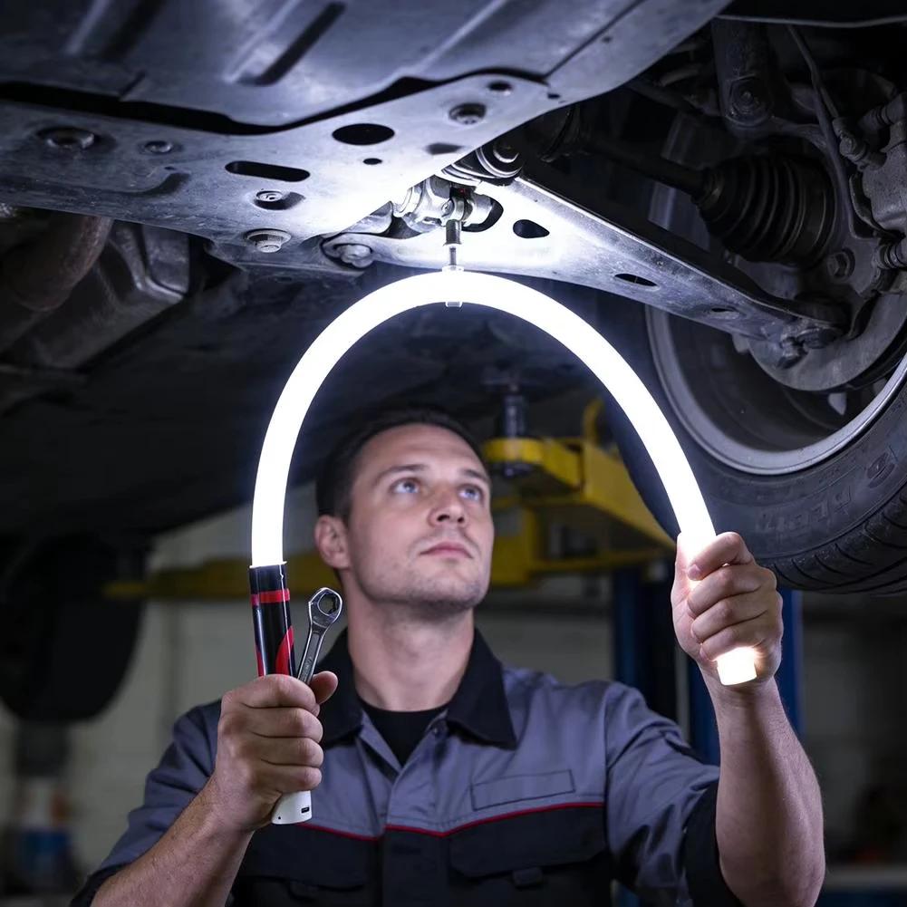 73cm LED Flashlight Stick Flexible Silicone LED Strip Light Professional Car Work Light 3 Brightness Modes Bendable Light Stick for Car Repair
