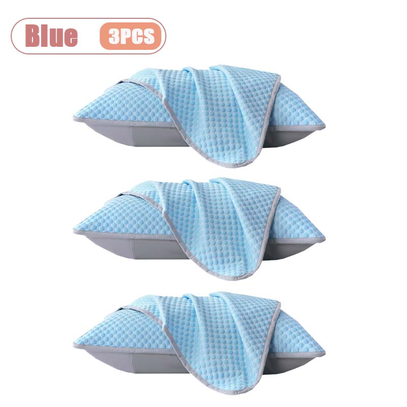 1-5PCS Summer Home Ice Silk Pillowcases  Solid Color Ice Bean Breathable Pillowcase for Machine Washable Bedding (No Pillow)