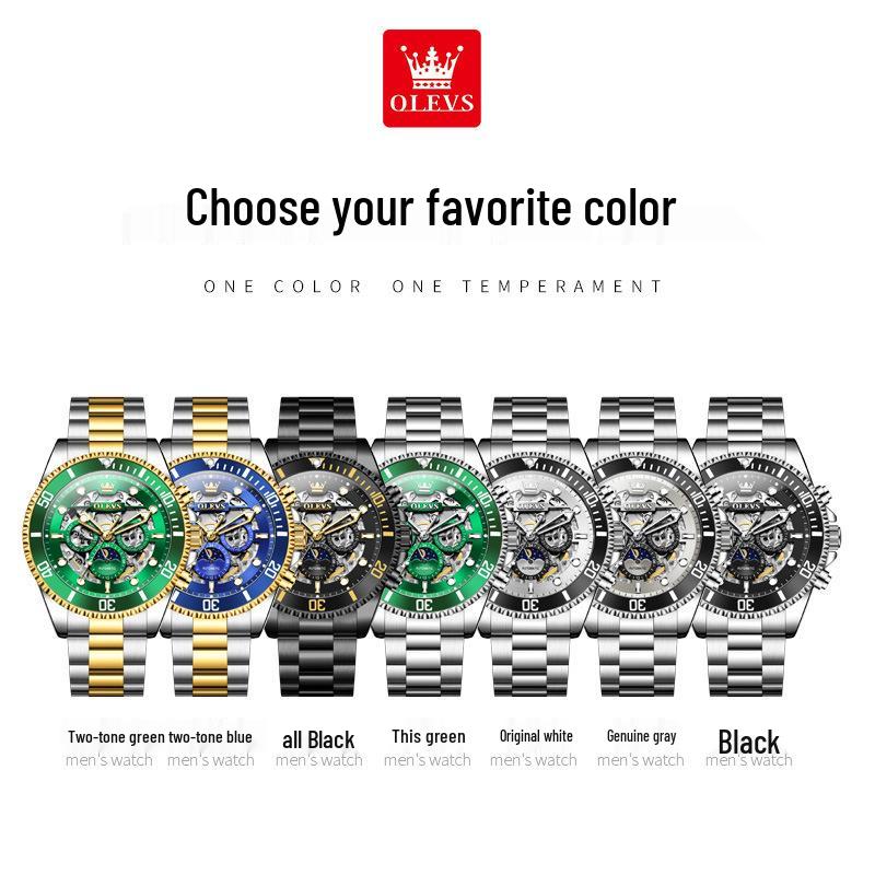 Oulisi Herren Automatikuhr - Lao-Stil, Wasserdicht, Multifunktionales Design