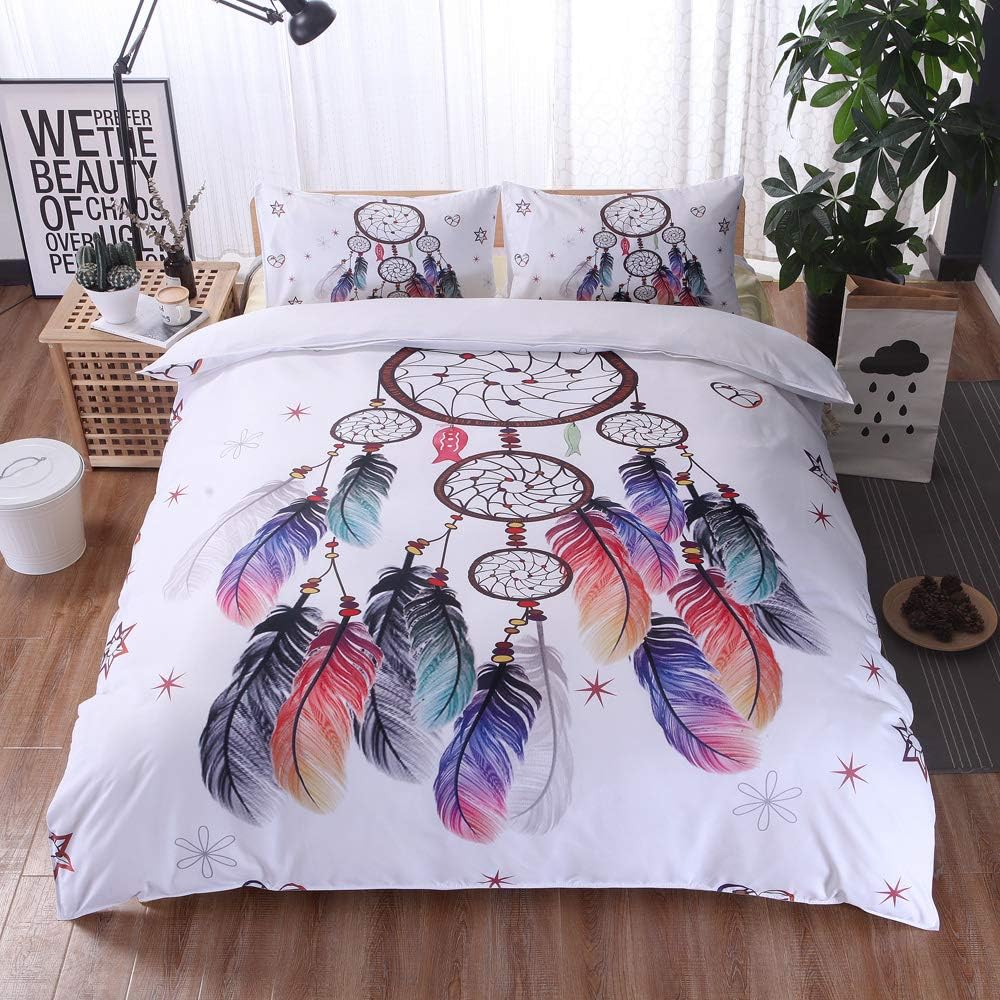 Comforter 3 Piece 3D Dreamcatcher Microfiber Bedroom Duvet Set 2 X S 1 X Quilt Case For Double King Single Bed (King-220X240Cm)
