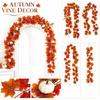 Artificial Maple Leaf Garland with Pumpkin and Fern for Autumn Indoor Outdoor Home Party Decoration