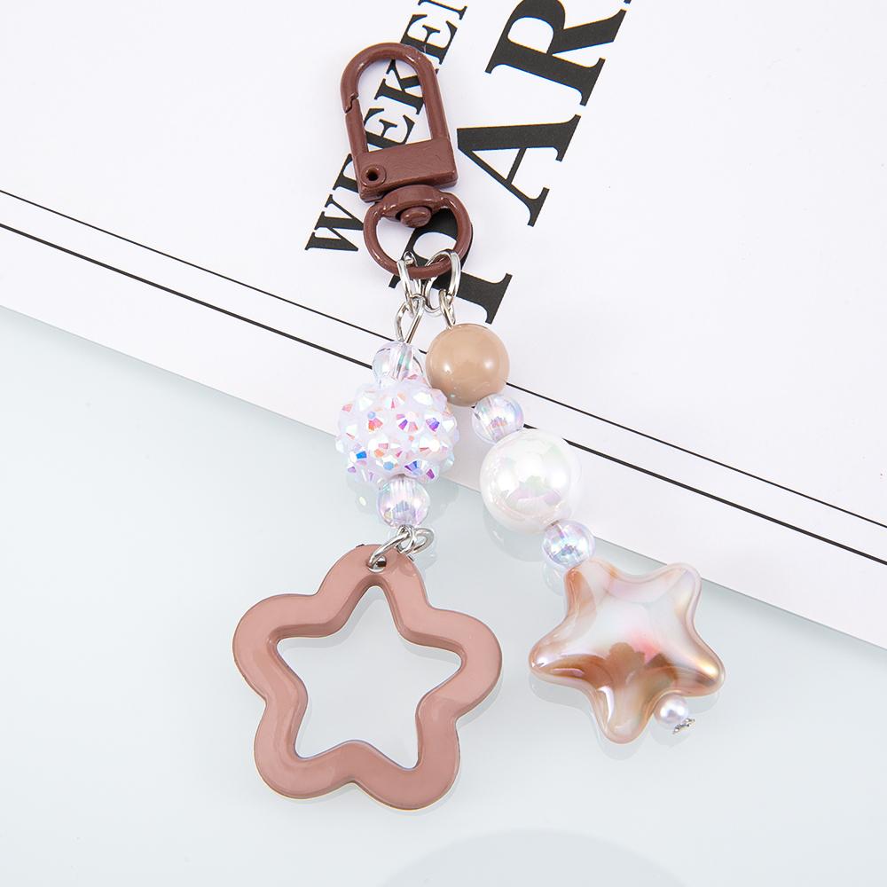 1pc 2pcs Hollow Star Charm Bag Phone Strap Pendant Colorful Acrylic Beads Keychain Accessories Cellphone Lanyard Keyring Jewelry