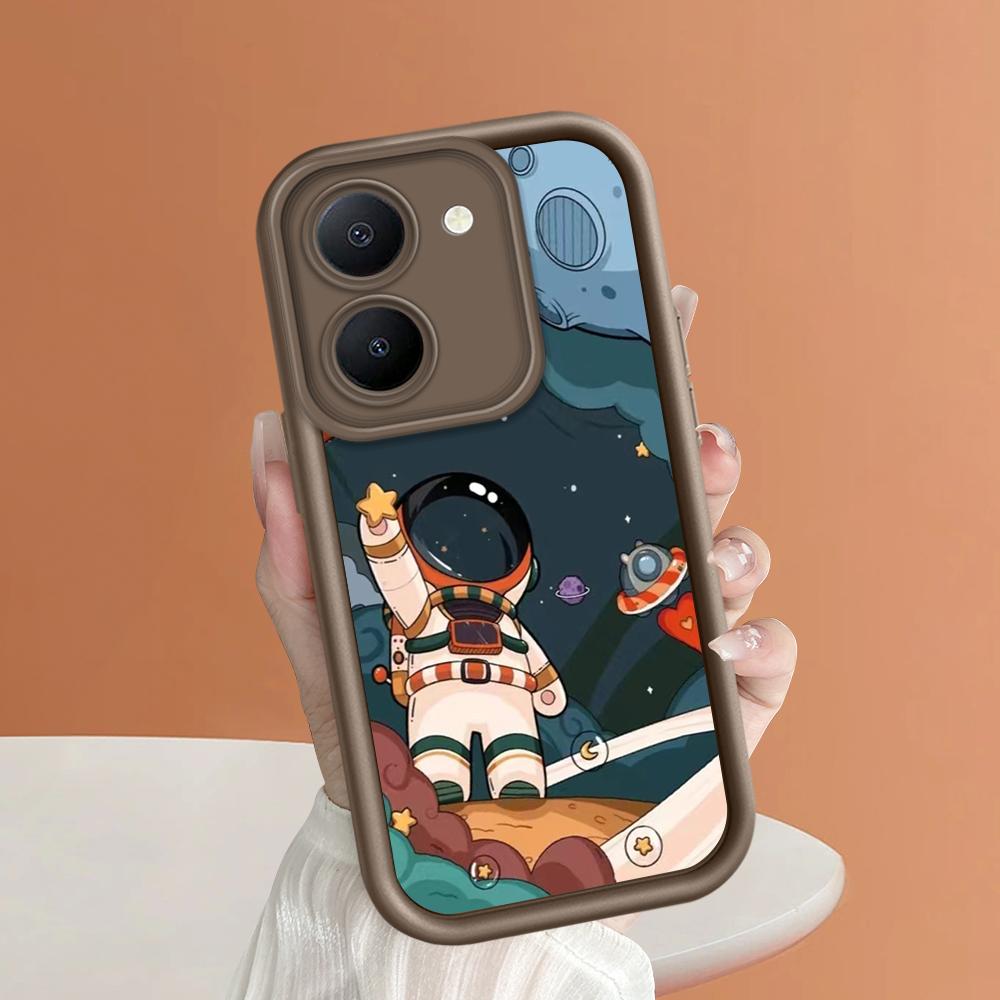 Soft Silicone Square Ladders Cartoon Pattern Full Cover Camera Protection Shockproof Case for iPhone Infinix Tecno Vivo