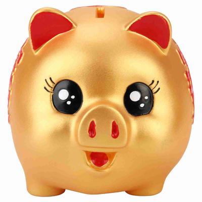 Salvadanaio in plastica dorato carino Maiale giocattolo Moneta Soldi Contanti da collezione Scatola di risparmio Regalo per bambini