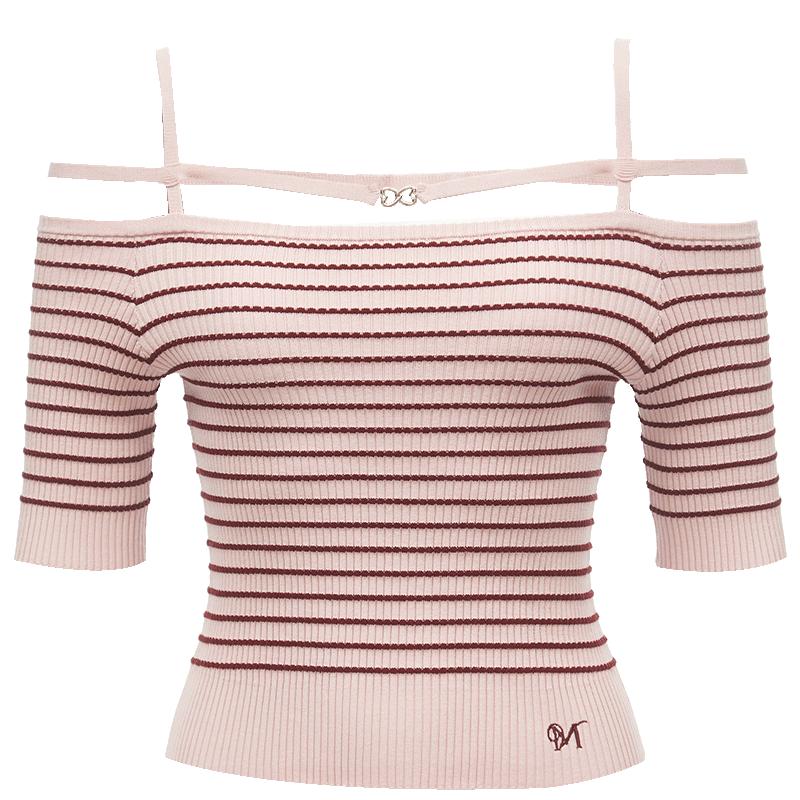 

VEROMODA Slim-Fit Striped Bardot Knit Sweater XS