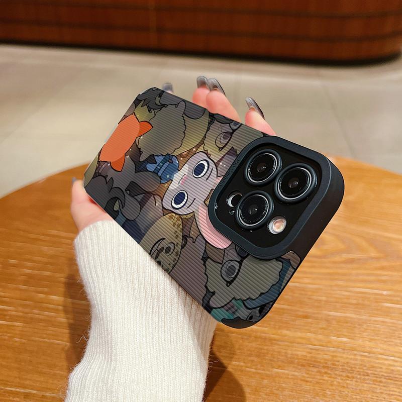 Vertical Grain Leather Cartoon Couple Nick Judy Zootopia Printed Soft Silicone Phone Case Back Cover with Camera Lens Full Protection for Samsung