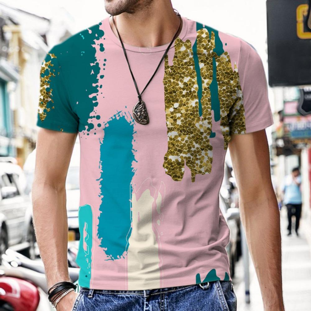 

Men s Abstract Painting Series 2026 New Loose T-Shirt Fashionable Popular Menswear Clothing XS