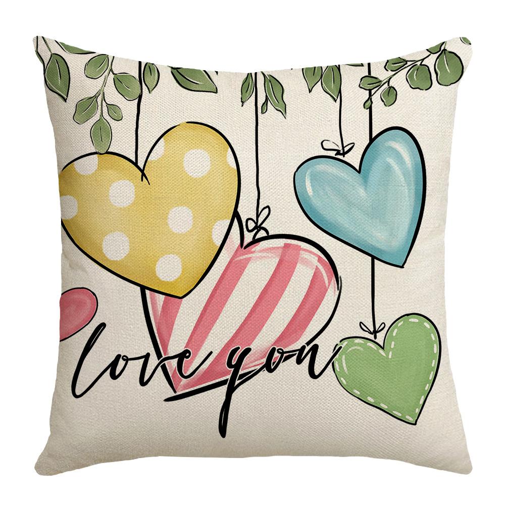 

New Valentine s Day Pillow Love Cushion Home Cartoon Print Pillow Case Sofa Bedside Cushion 45 * 45Cm (without pillow core)